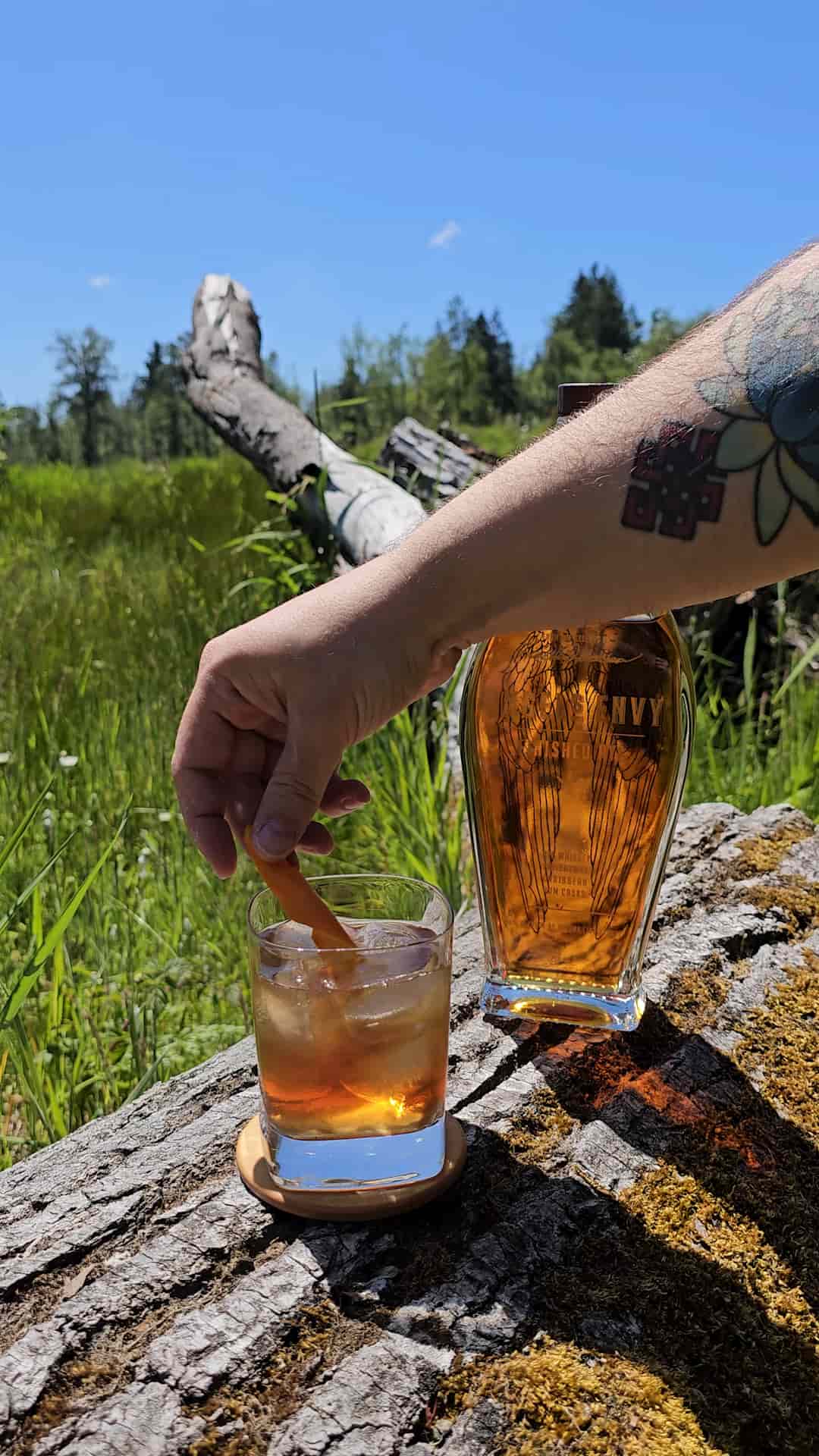 Smoked old fashioned with vanilla bean and orange peel